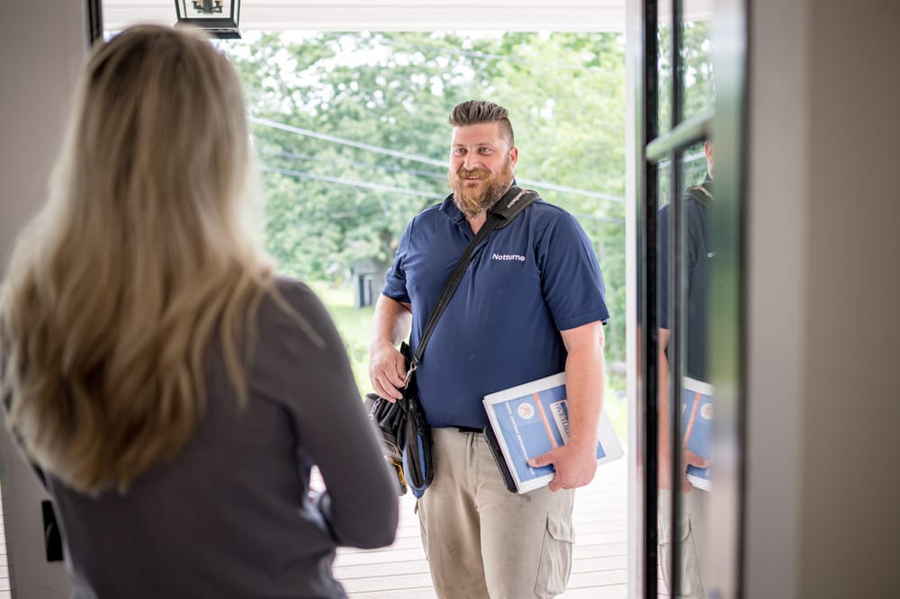 HVAC tech arriving for ductless mini-split appointment.
